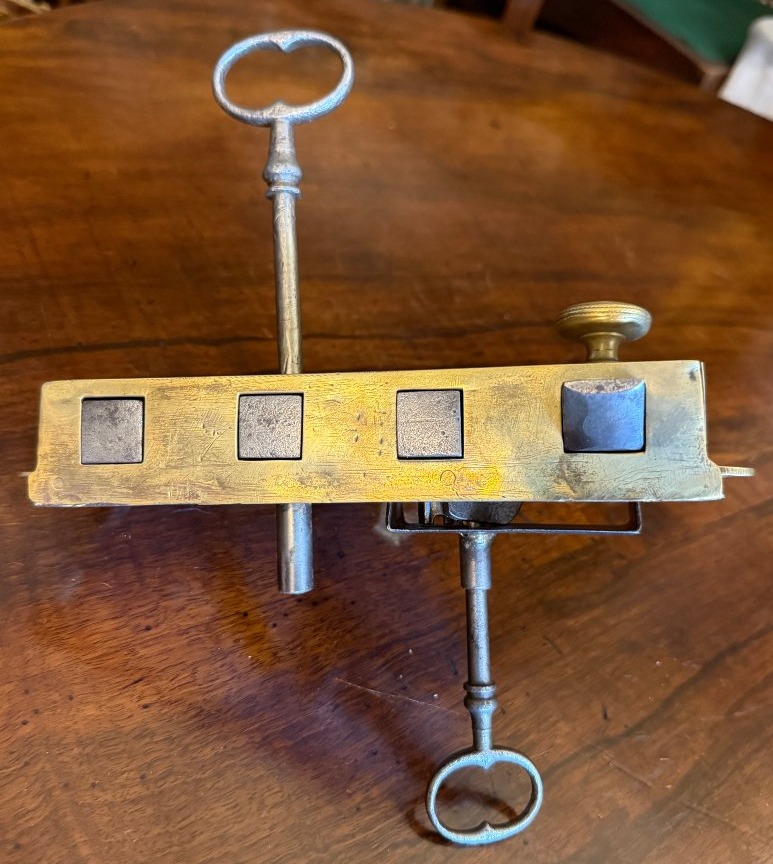 Large Castle Lock Made Of Steel And Brass, Early 19th Century-photo-3