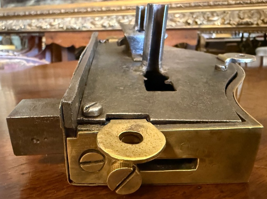 Large Castle Lock Made Of Steel And Brass, Early 19th Century-photo-5