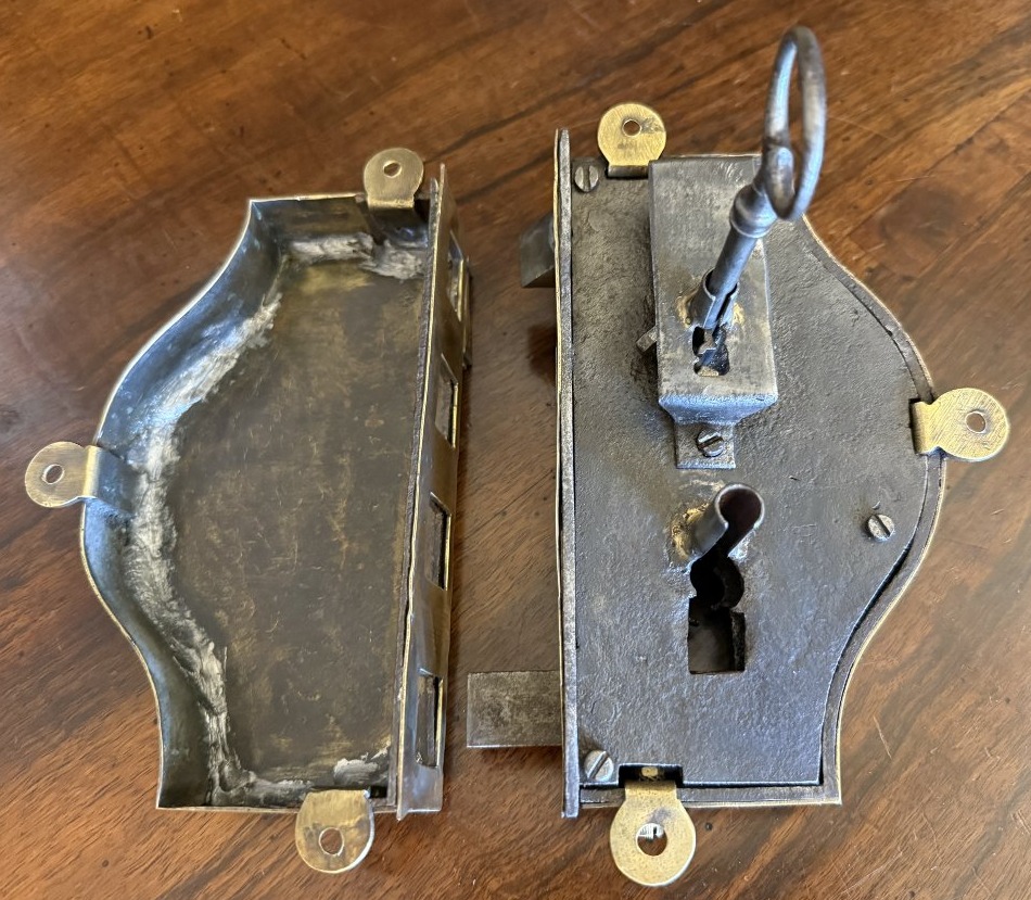 Large Castle Lock Made Of Steel And Brass, Early 19th Century-photo-7