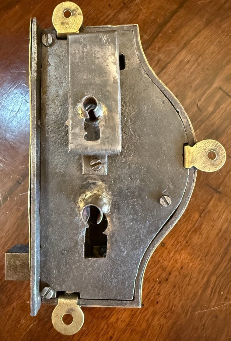Large Castle Lock Made Of Steel And Brass, Early 19th Century-photo-8