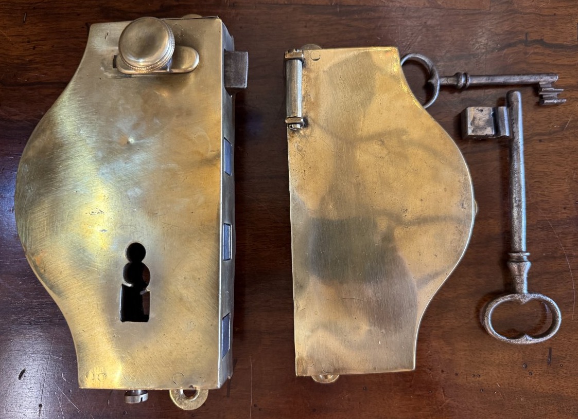 Large Castle Lock Made Of Steel And Brass, Early 19th Century