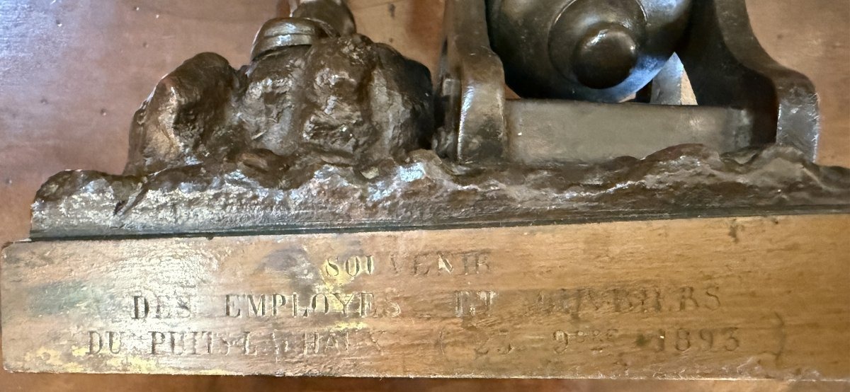 Sculpture bronze militaire soldat Au nom de la France par Georges  Gueyton puits Lachaux 1893-photo-8