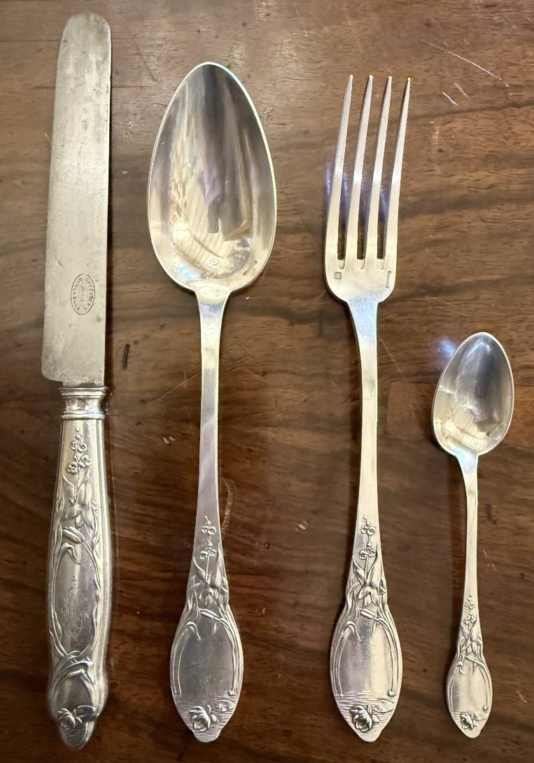Art Nouveau 54-piece Silver-plated Metal Cutlery Set By Boulenger Circa 1900-photo-2