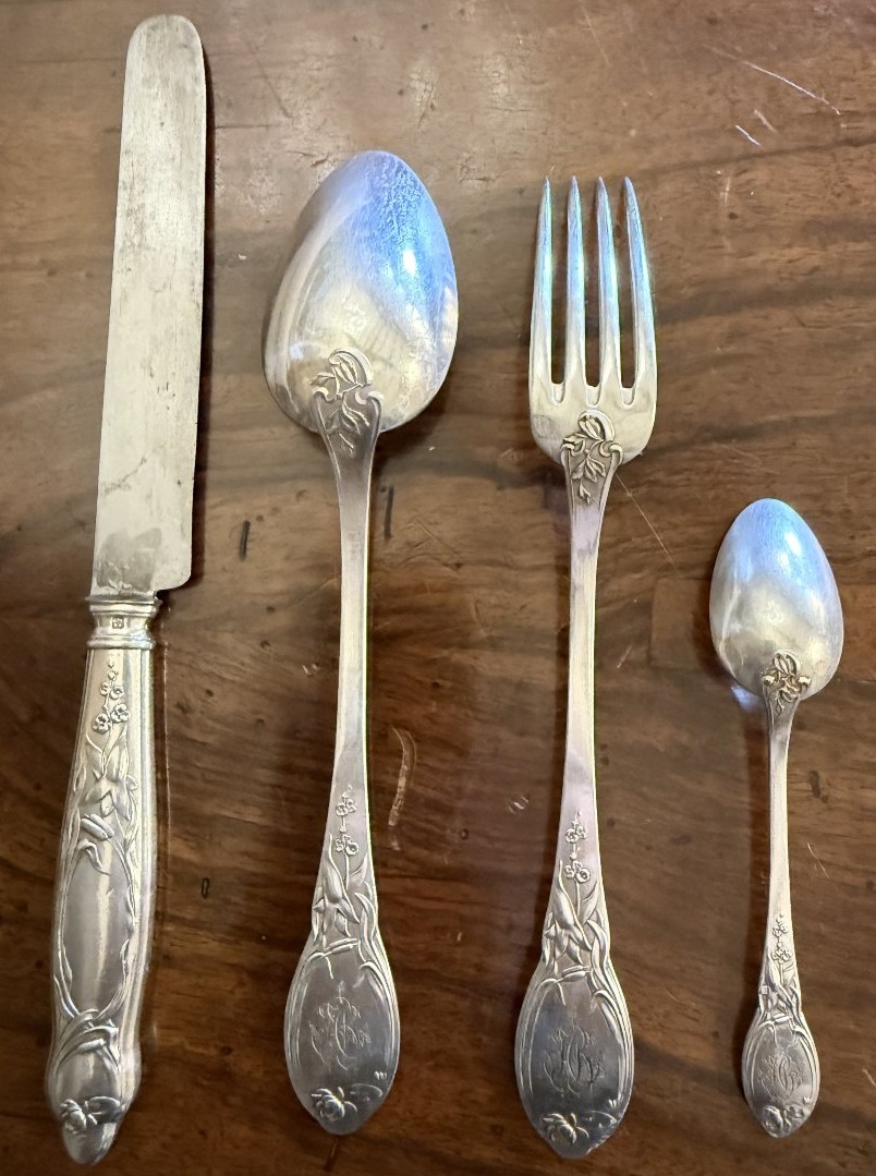 Art Nouveau 54-piece Silver-plated Metal Cutlery Set By Boulenger Circa 1900-photo-3