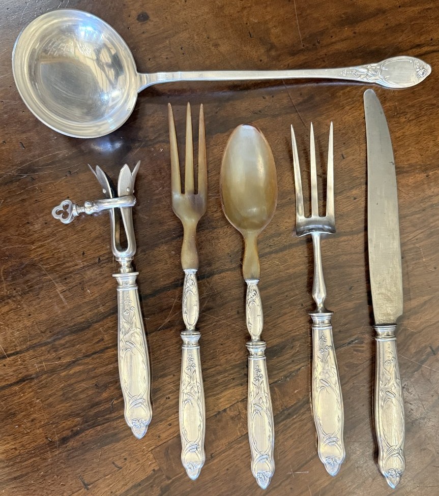 Art Nouveau 54-piece Silver-plated Metal Cutlery Set By Boulenger Circa 1900-photo-7