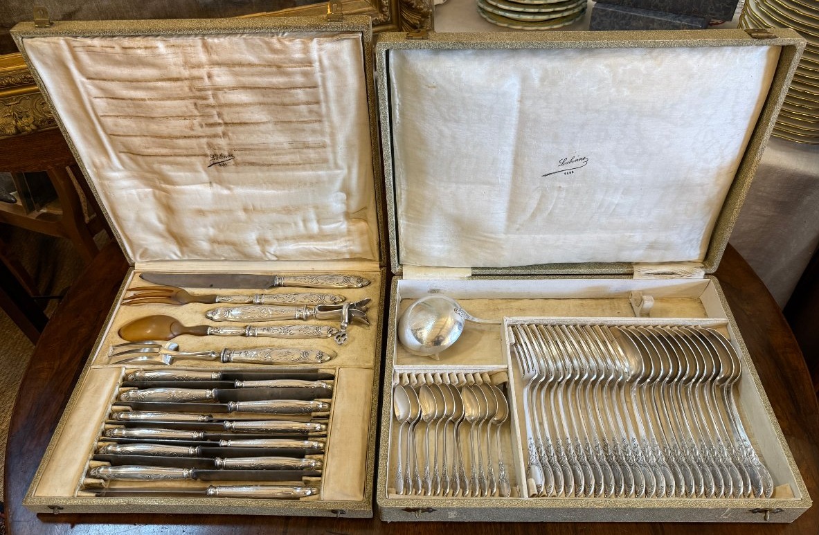 Art Nouveau 54-piece Silver-plated Metal Cutlery Set By Boulenger Circa 1900-photo-8