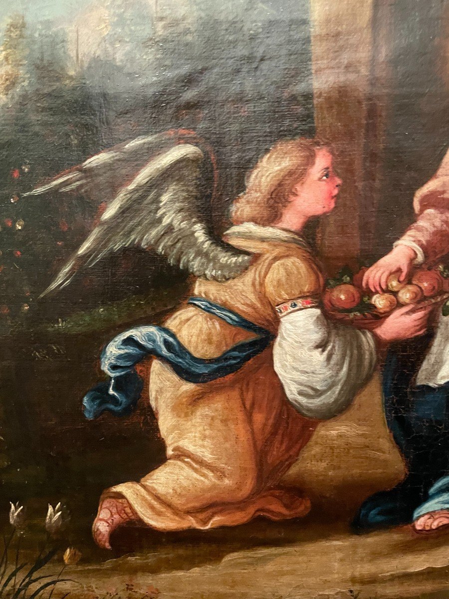 École italienne paire de tableaux  religieux scènes de la vie de la Vierge  XVIIIème siècle-photo-2