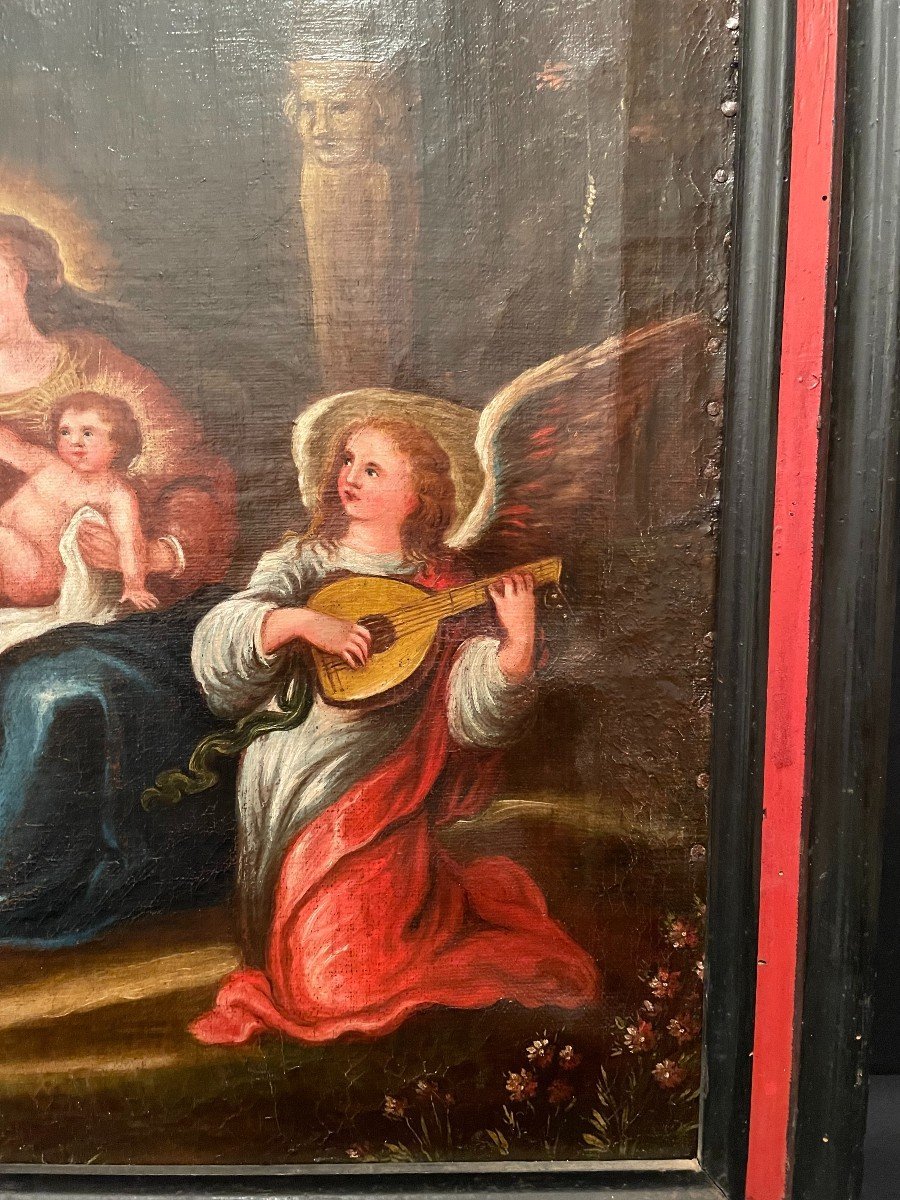 École italienne paire de tableaux  religieux scènes de la vie de la Vierge  XVIIIème siècle-photo-3