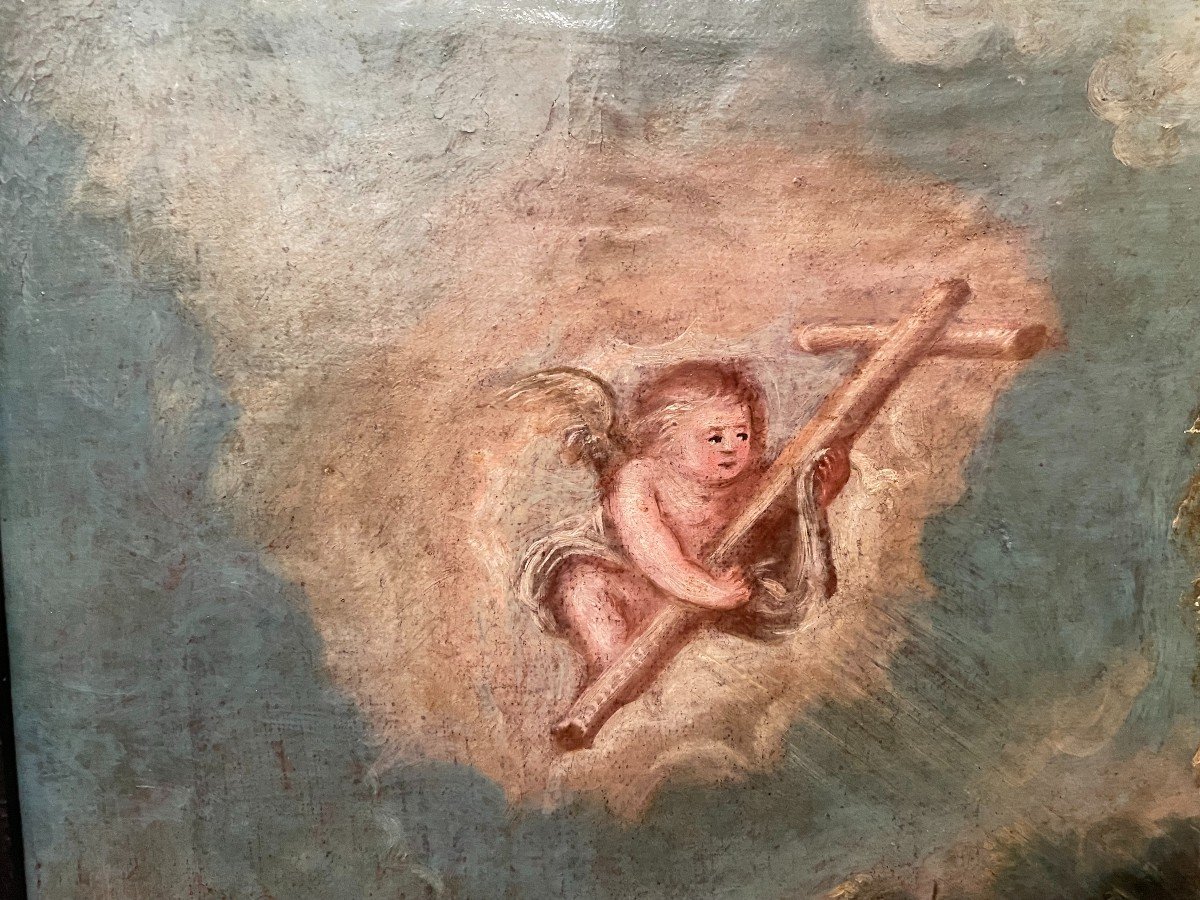 École italienne paire de tableaux  religieux scènes de la vie de la Vierge  XVIIIème siècle-photo-4