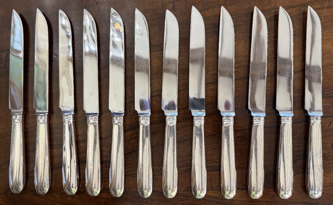 Christofle  24 Knives With Solid Silver Handles  Cluny Model-photo-2