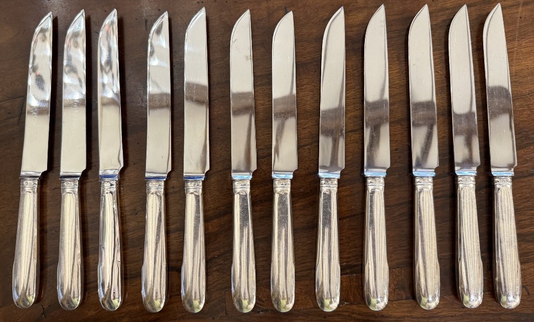 Christofle  24 Knives With Solid Silver Handles  Cluny Model-photo-3