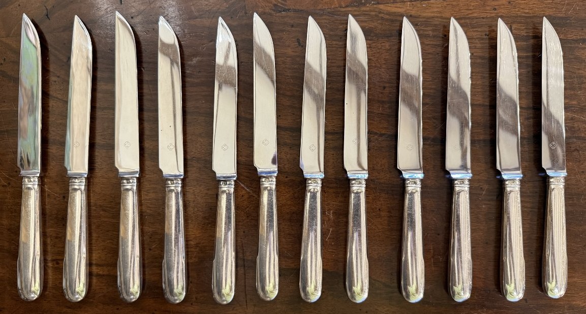 Christofle  24 Knives With Solid Silver Handles  Cluny Model-photo-4
