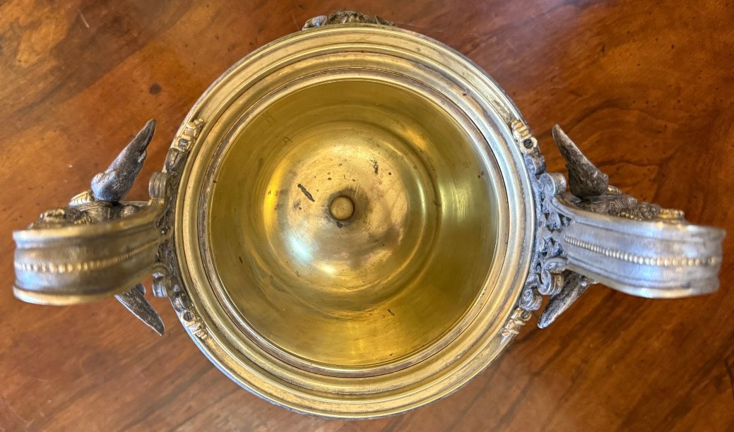 Coupe surtout de table bronze argenté et doré style renaissance époque Napoléon III vers 1850-photo-8