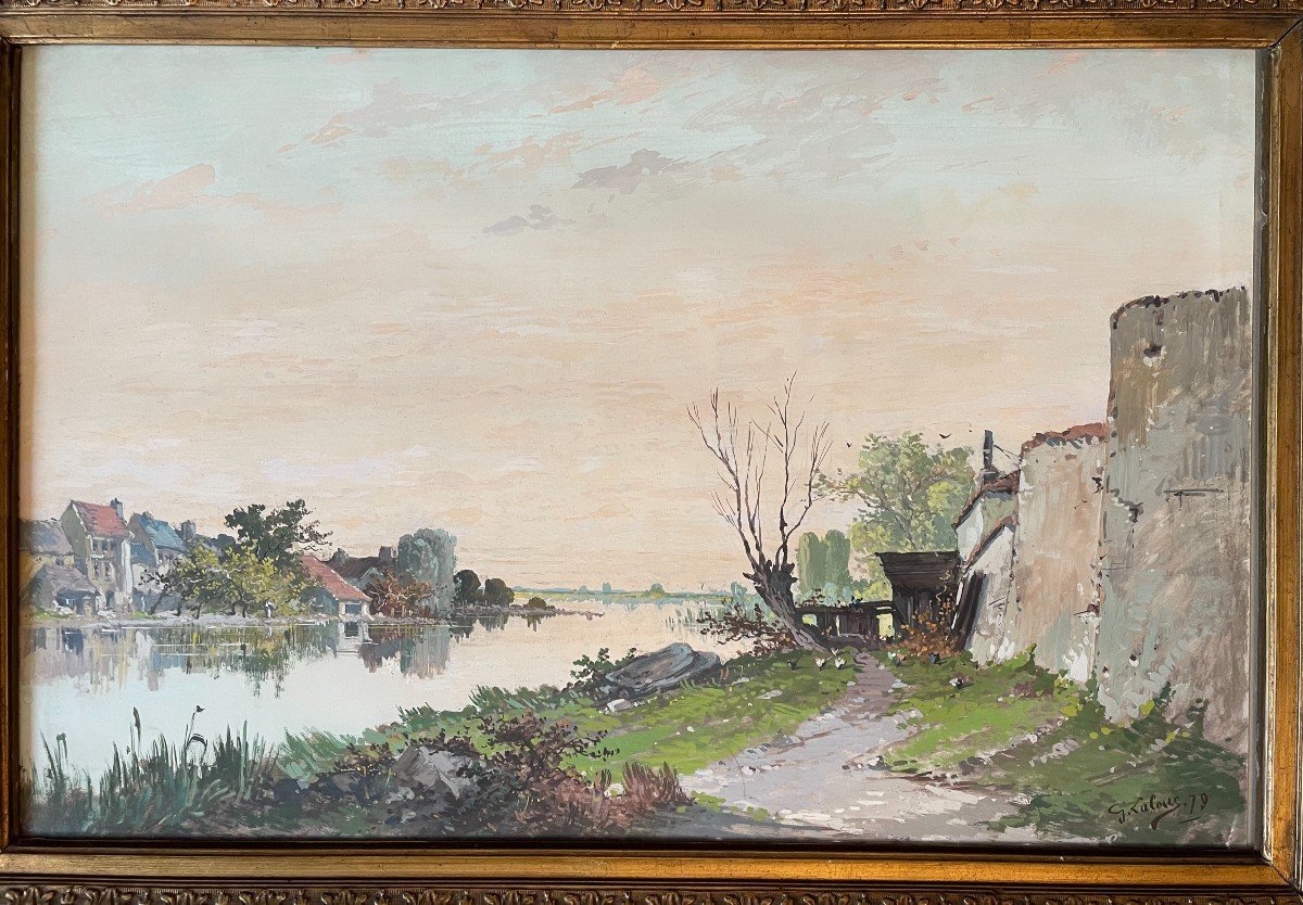 Galien-Laloue grande gouache bords de Seine 1879-photo-2