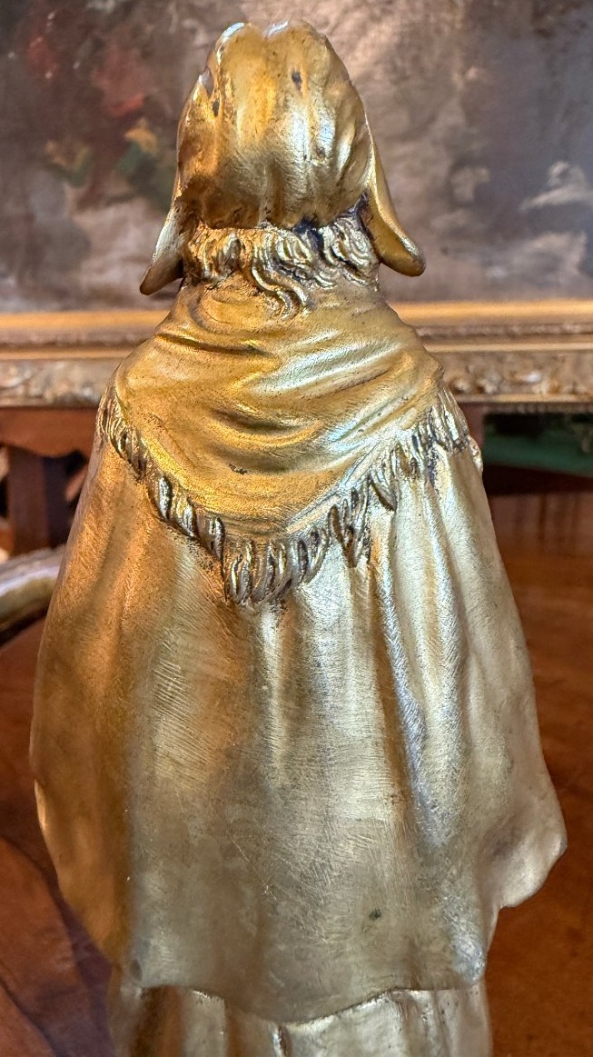 Gilded Bronze And Ivory Resine  Sculpture Of A Young Woman By The Vendée Sculptor Jean Garnier -photo-3
