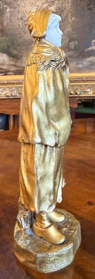 Gilded Bronze And Ivory Resine  Sculpture Of A Young Woman By The Vendée Sculptor Jean Garnier -photo-5
