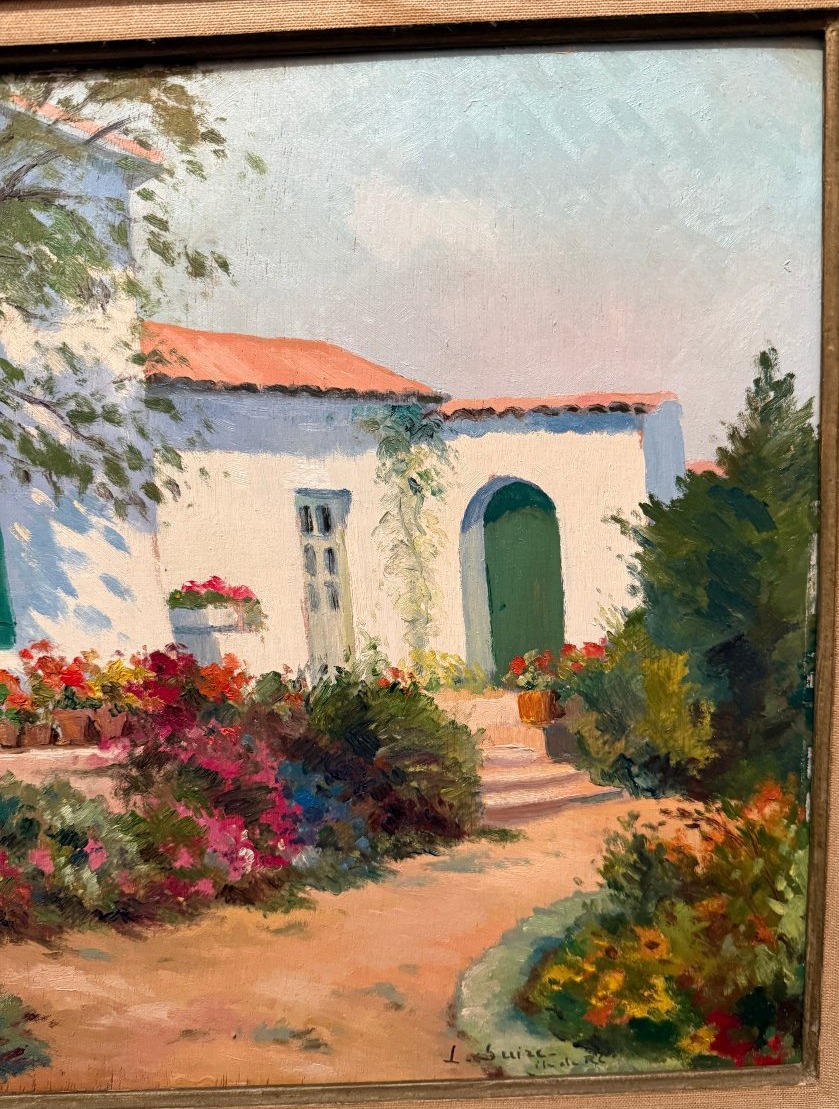 Louis Suire grand tableau maison fleurie à l'île de Ré-photo-1