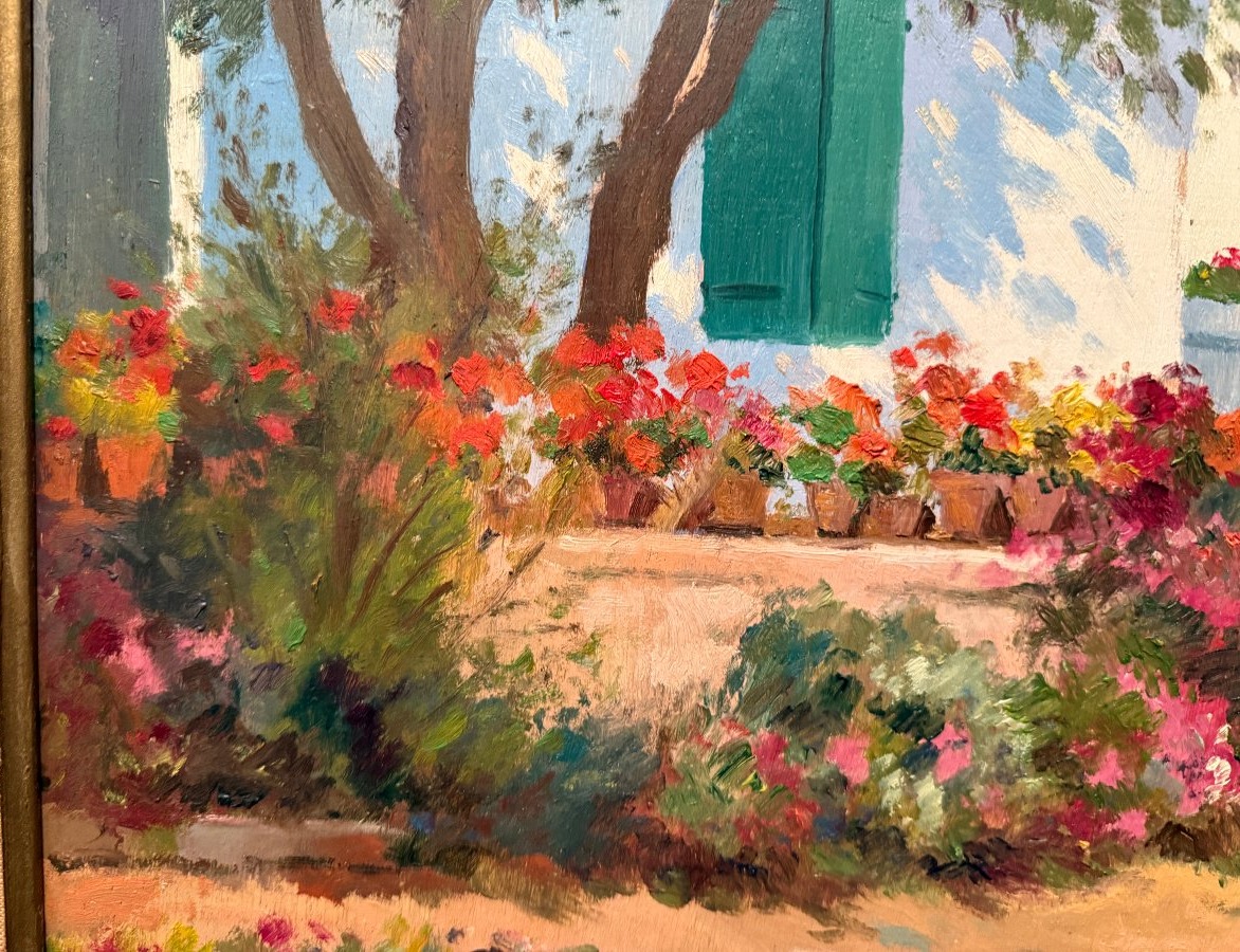 Louis Suire grand tableau maison fleurie à l'île de Ré-photo-2