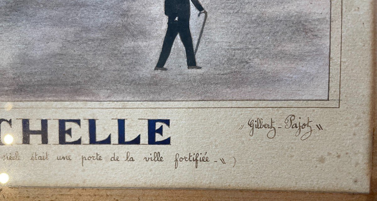 Aquarelle la Grosse Horloge à La Rochelle par Gilbert Pajot XXème-photo-7