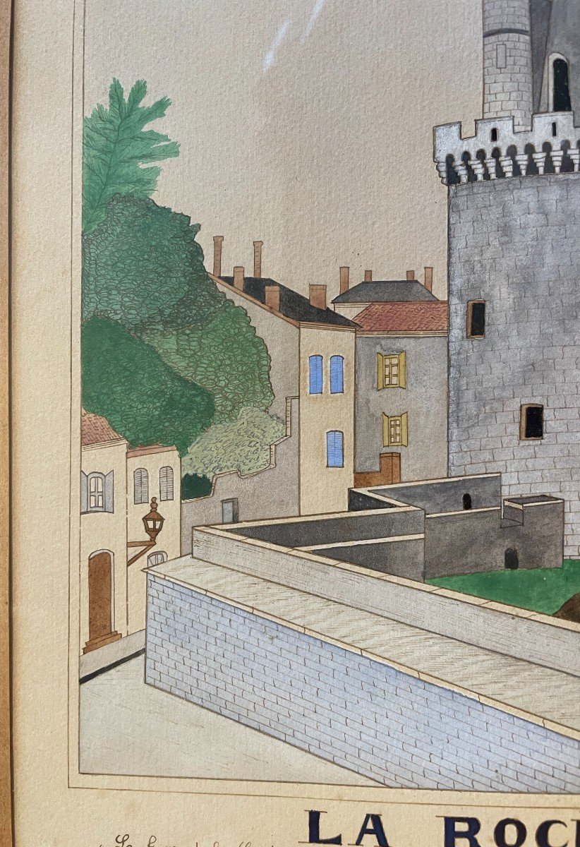 Aquarelle la tour de la Lanterne ou tour des  4 Sergents à La Rochelle par Gilbert Pajot-photo-4