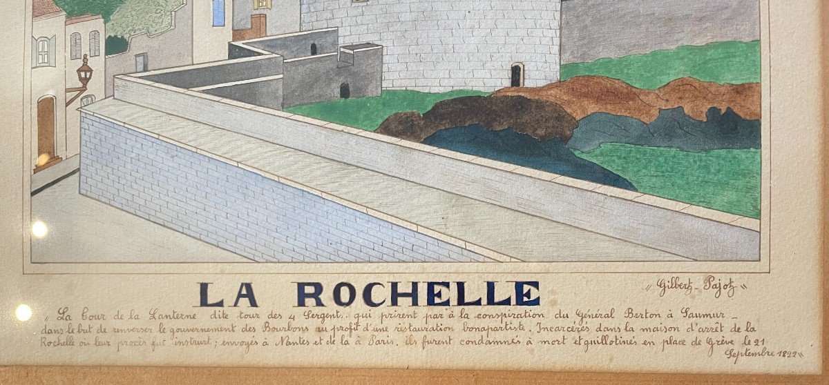 Aquarelle la tour de la Lanterne ou tour des  4 Sergents à La Rochelle par Gilbert Pajot-photo-6