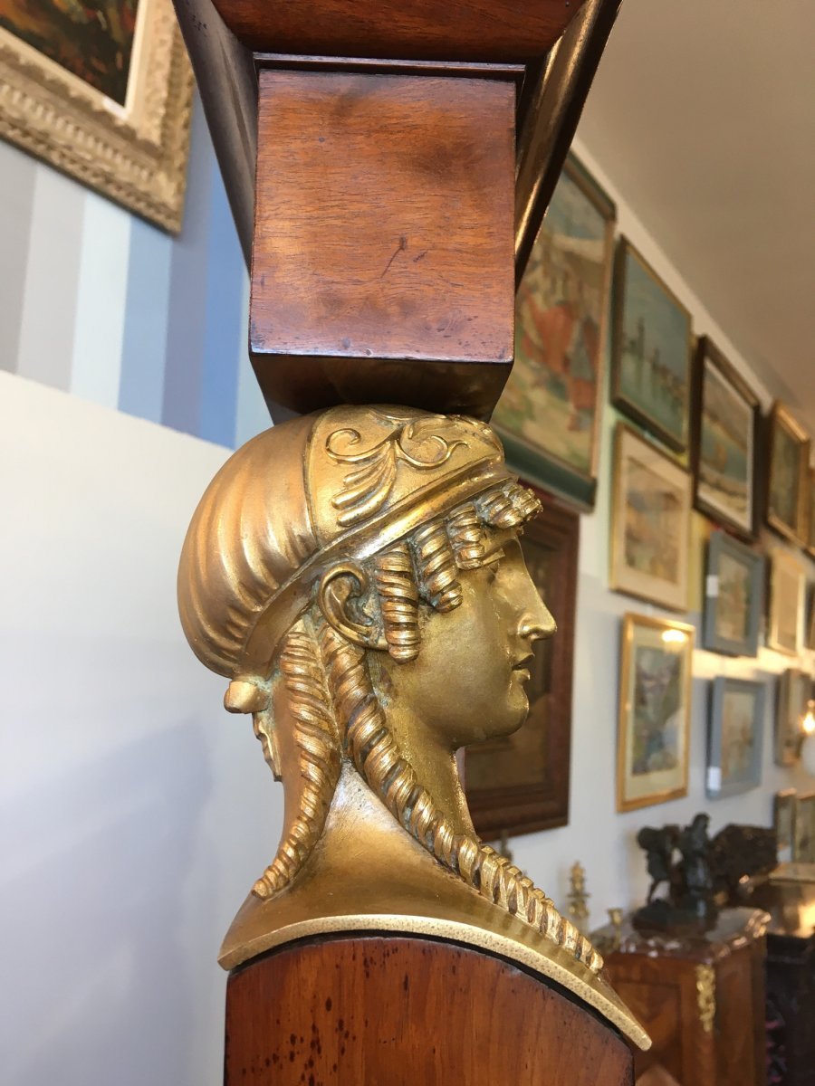 Très importante psyché montée bronzes retour d’Égypte époque Empire XIXème 205 cm -photo-2