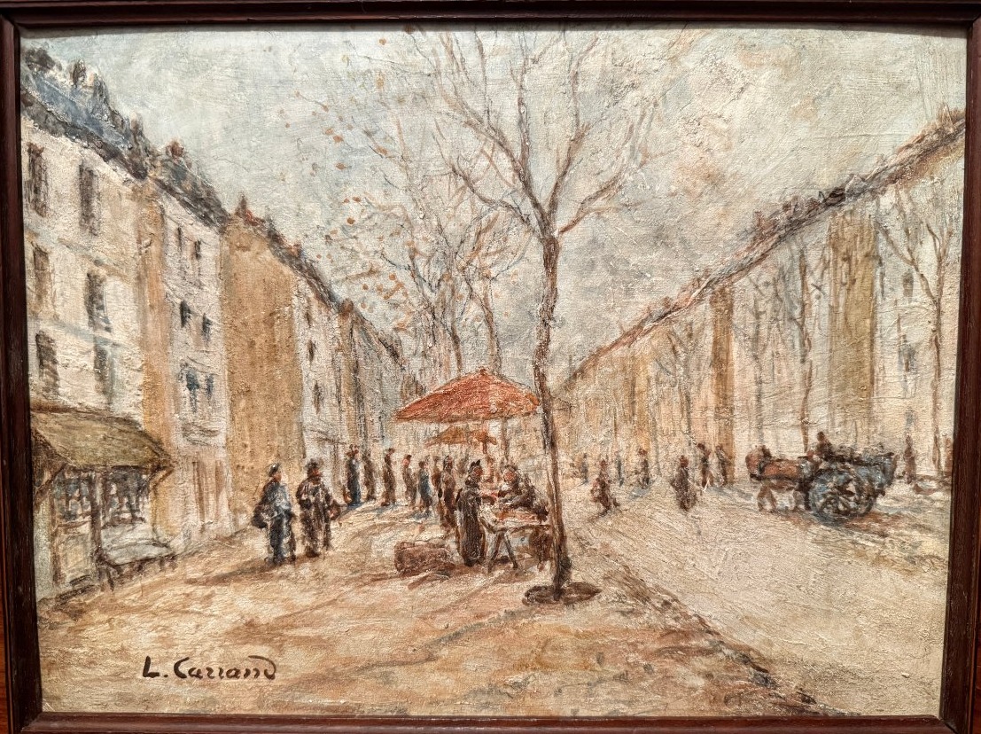 Louis  Hilaire Carrand tableau scène de  marché Boulevard de la Croix- Rousse à Lyon XIXème-photo-2