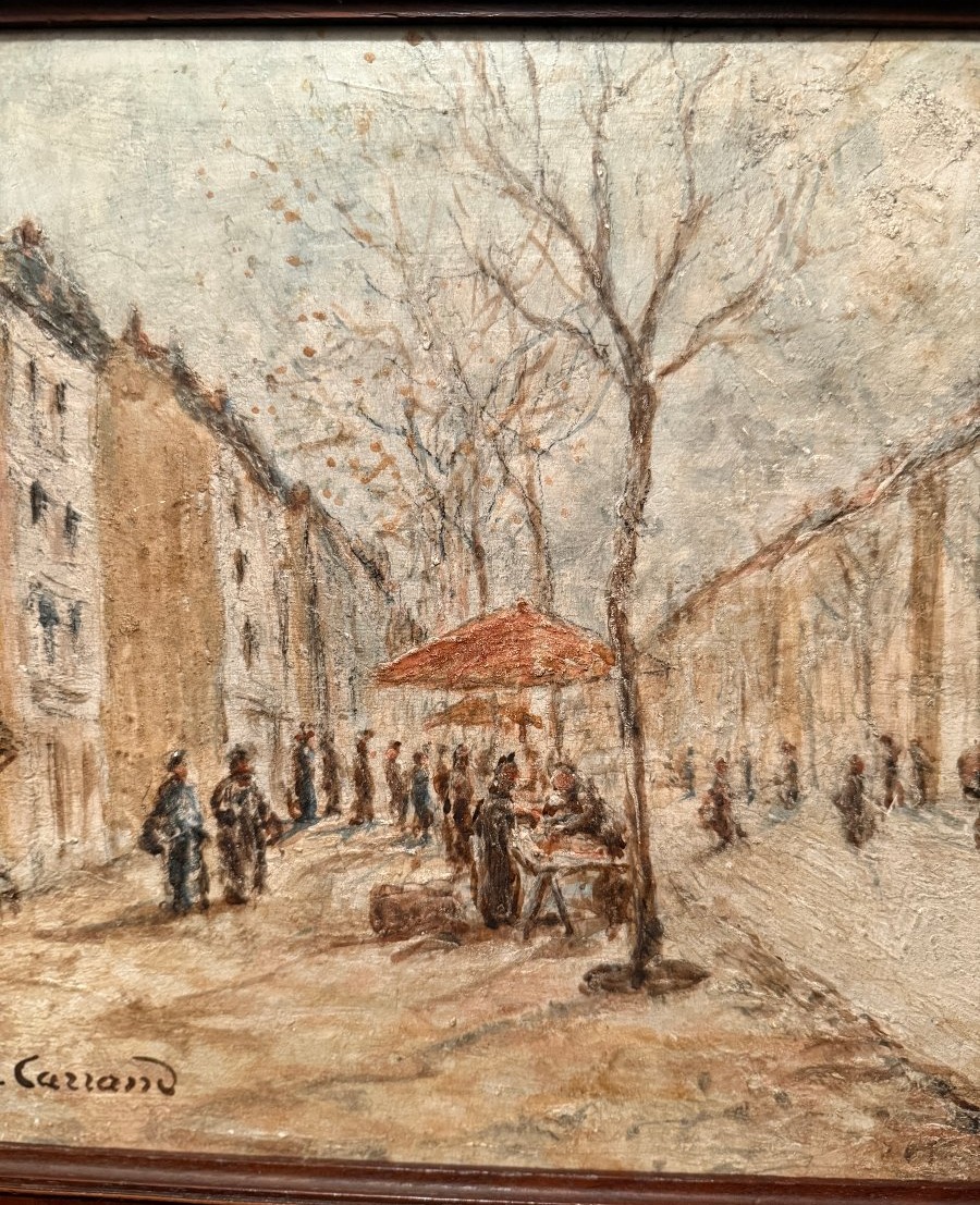 Louis  Hilaire Carrand tableau scène de  marché Boulevard de la Croix- Rousse à Lyon XIXème-photo-4