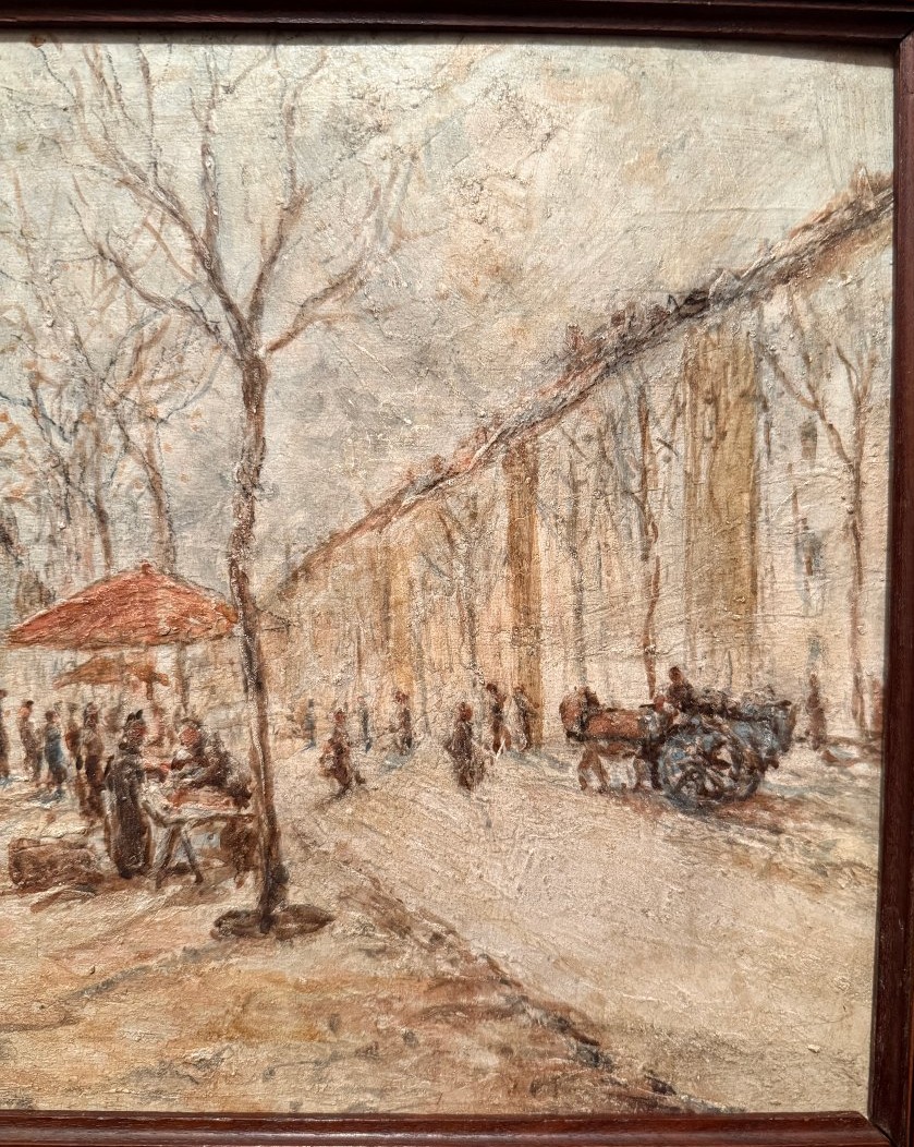 Louis  Hilaire Carrand tableau scène de  marché Boulevard de la Croix- Rousse à Lyon XIXème-photo-1