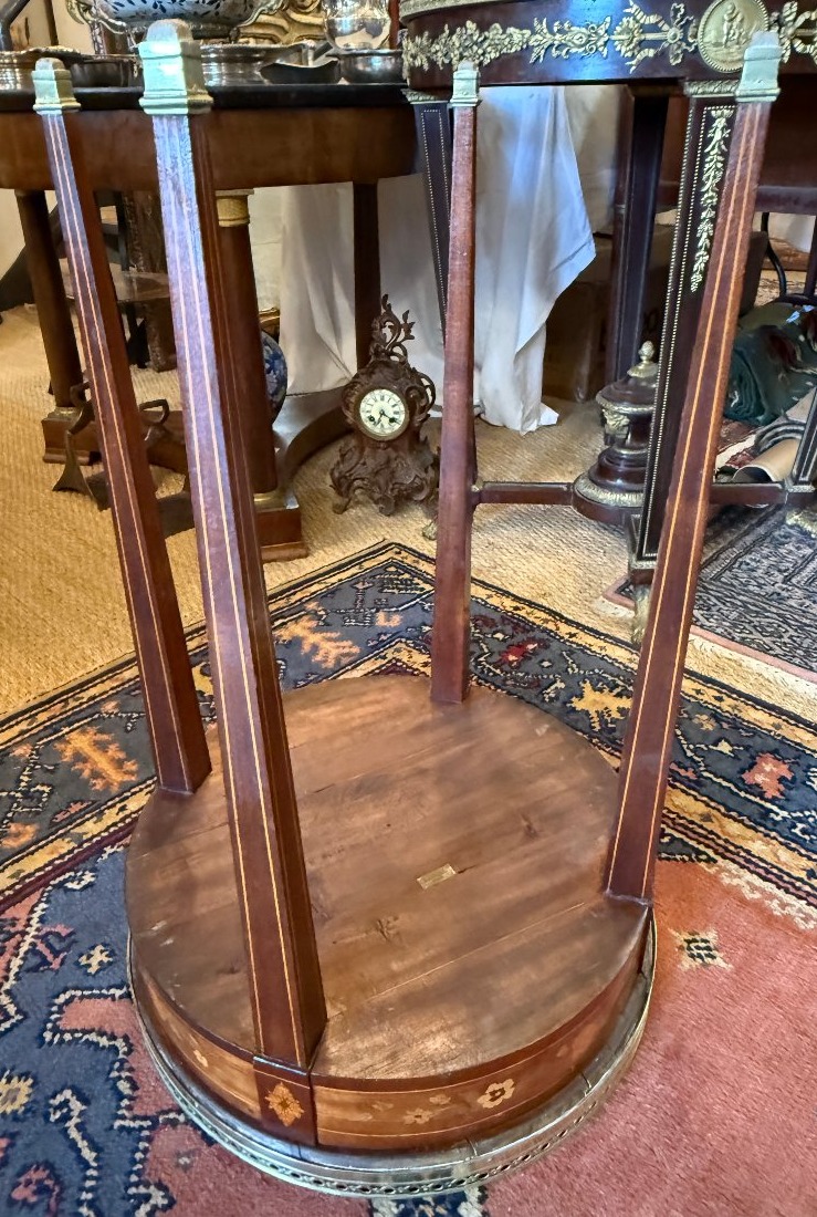 Krieger House: Small Side Table With Marquetry And Marble Top, Louis XVI Style, Napoleon III Period-photo-7