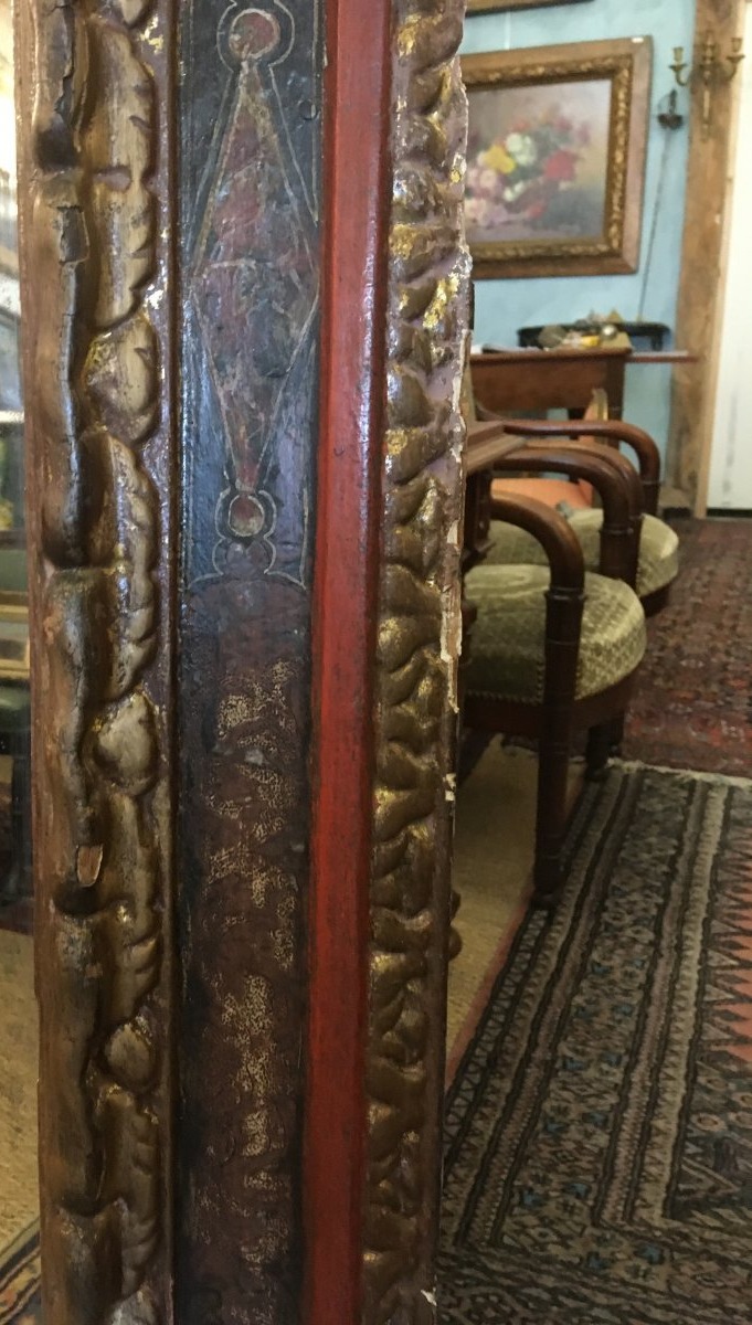 Large  Frame 18th-century Spanish  Mounted In Mirror .-photo-1