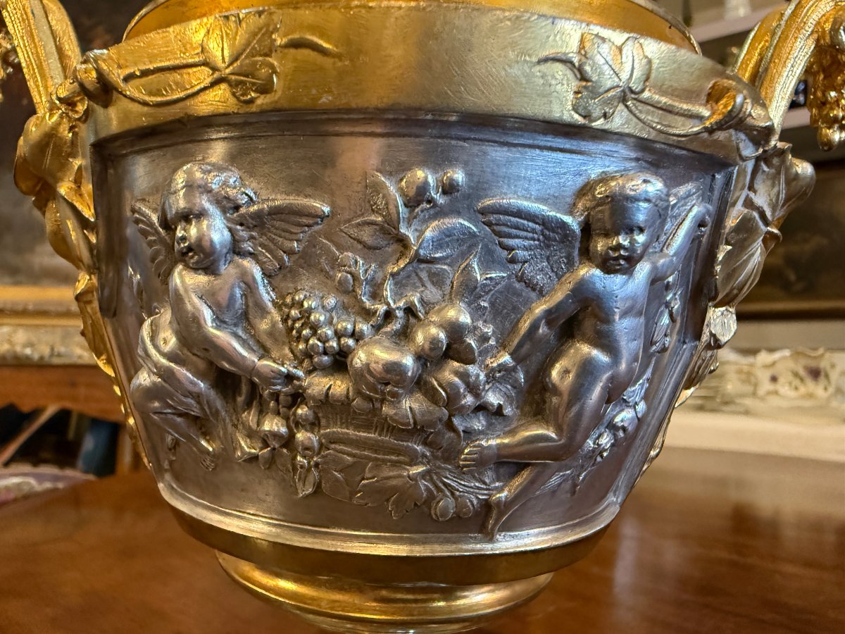 Victor Paillard, Gilt And Silver-plated Covered Bronze Cup Napoléon III Period , 19th Century-photo-4