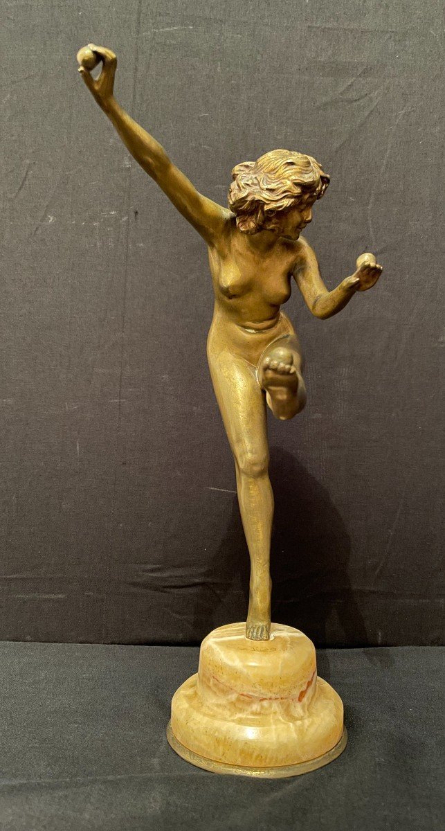 Claire Colinet bronze  Art Déco  la jongleuse de boules fonte LNJL Paris vers 1920-photo-2