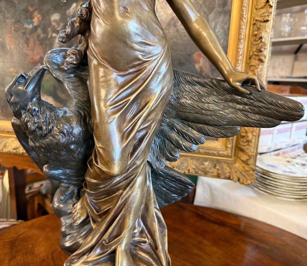 Importante sculpture bronze Hébé  par Édouard Drouot BD fondeur Paris Cachet Delarue 76 cm-photo-3