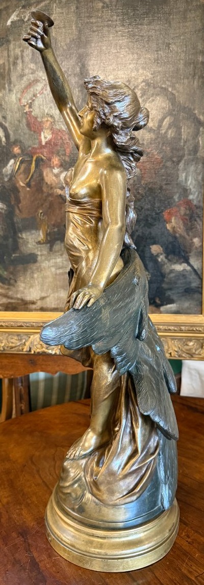 Importante sculpture bronze Hébé  par Édouard Drouot BD fondeur Paris Cachet Delarue 76 cm-photo-1
