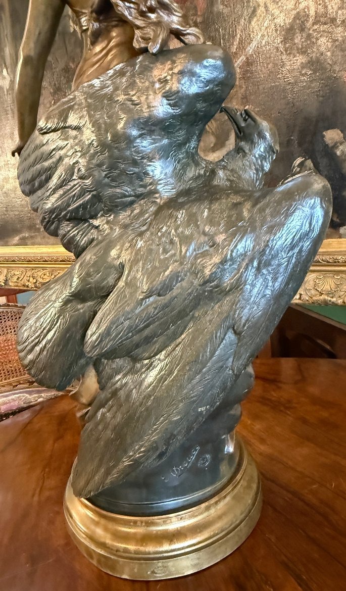 Importante sculpture bronze Hébé  par Édouard Drouot BD fondeur Paris Cachet Delarue 76 cm-photo-4