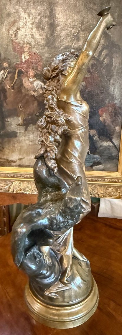 Importante sculpture bronze Hébé  par Édouard Drouot BD fondeur Paris Cachet Delarue 76 cm-photo-5