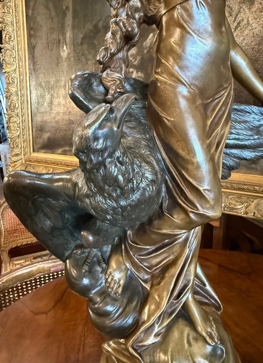 Importante sculpture bronze Hébé  par Édouard Drouot BD fondeur Paris Cachet Delarue 76 cm-photo-6