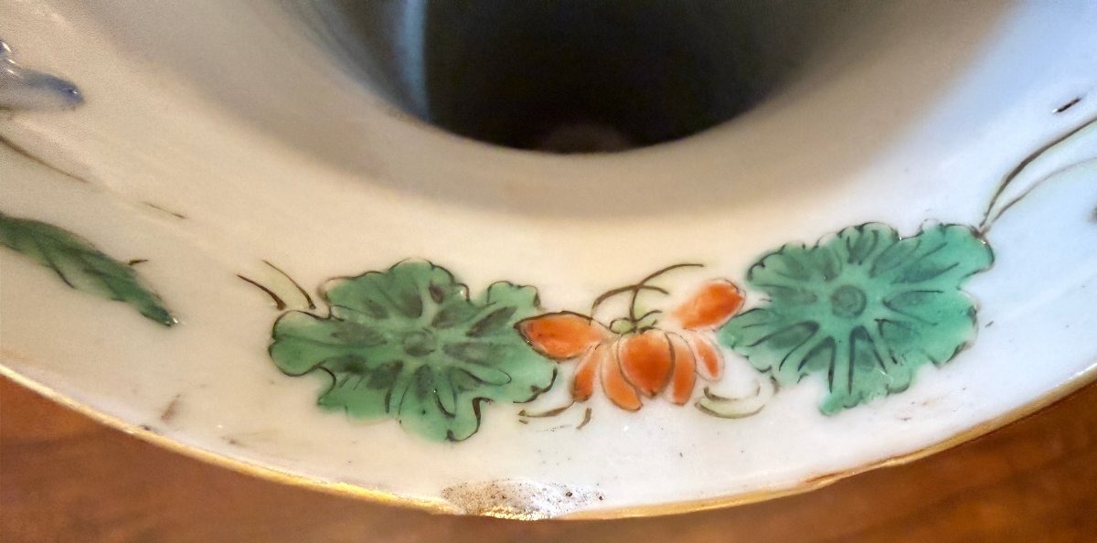 Chine paire de vases cornets en émaux de Canton famille verte fin XIXème-photo-8