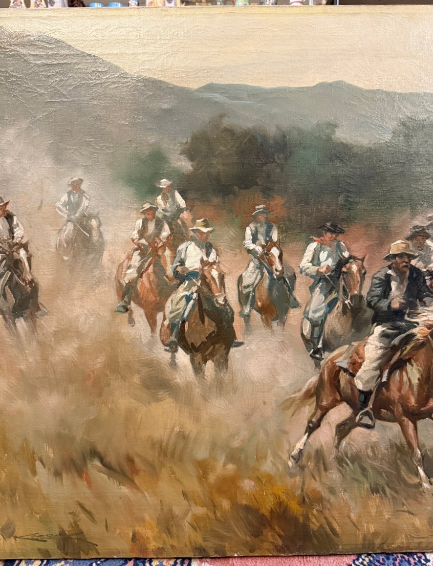 Very Large Painting Of Gaucho Horsemen In The Argentine Pampas By Karol Kossak, 140 X 80 Cm-photo-4