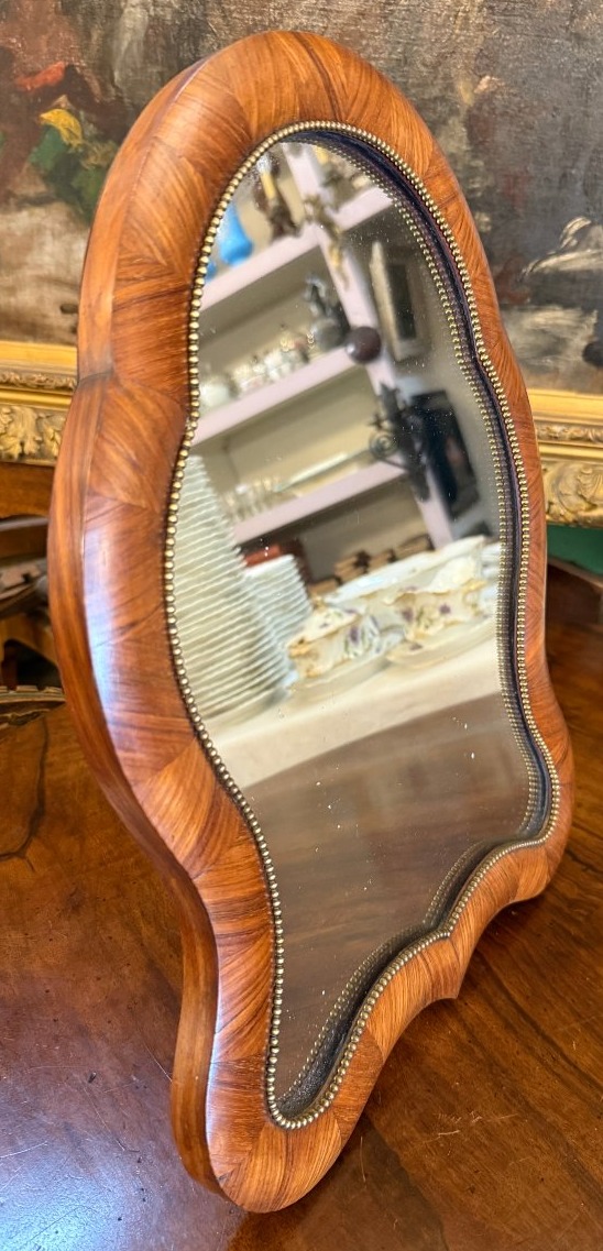 Miroir de toilette marqueterie de bois de rose et laiton  époque Napoléon III vers 1850-photo-6