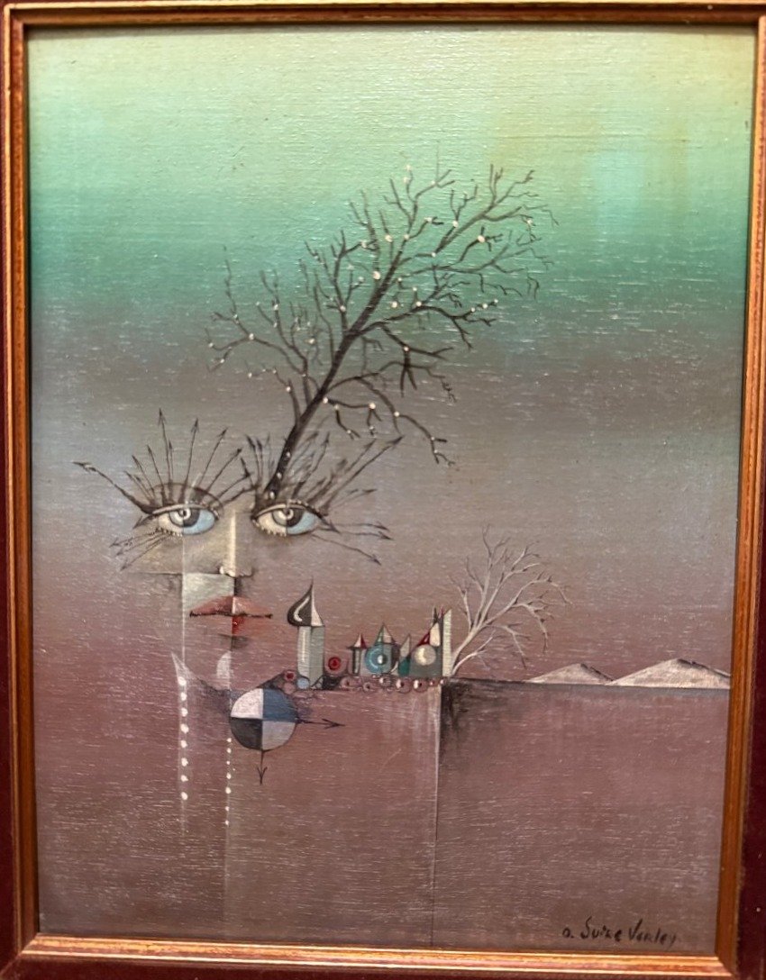 Olivier Suire-Verley tableau visage de femme dans un paysage fantastique -photo-2
