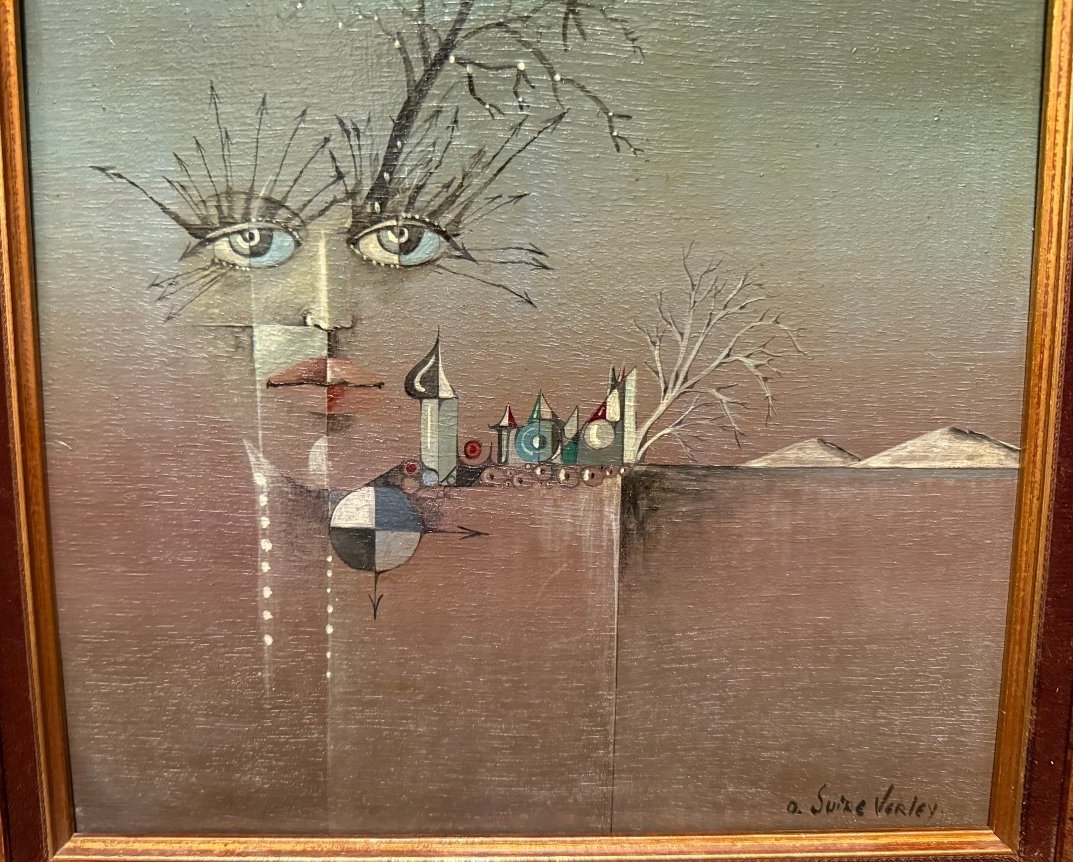 Olivier Suire-Verley tableau visage de femme dans un paysage fantastique -photo-4