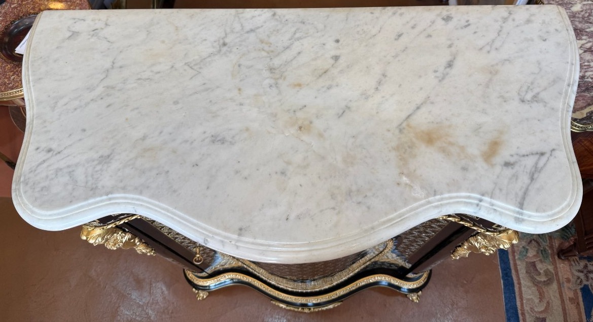 Napoleon III-era Double-curved Sideboard With Elaborate Mother-of-pearl And Brass Marquetry-photo-8