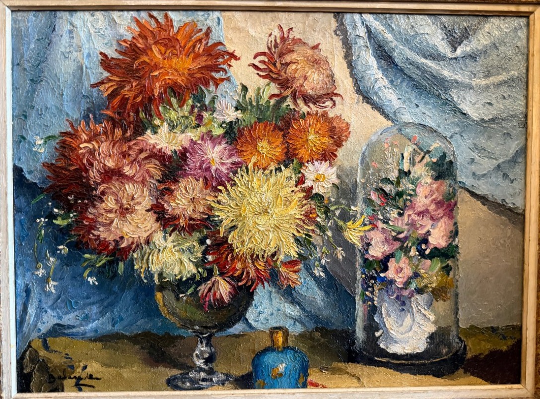 Gaston Balande grande nature morte aux bouquets de fleurs 1961-photo-2