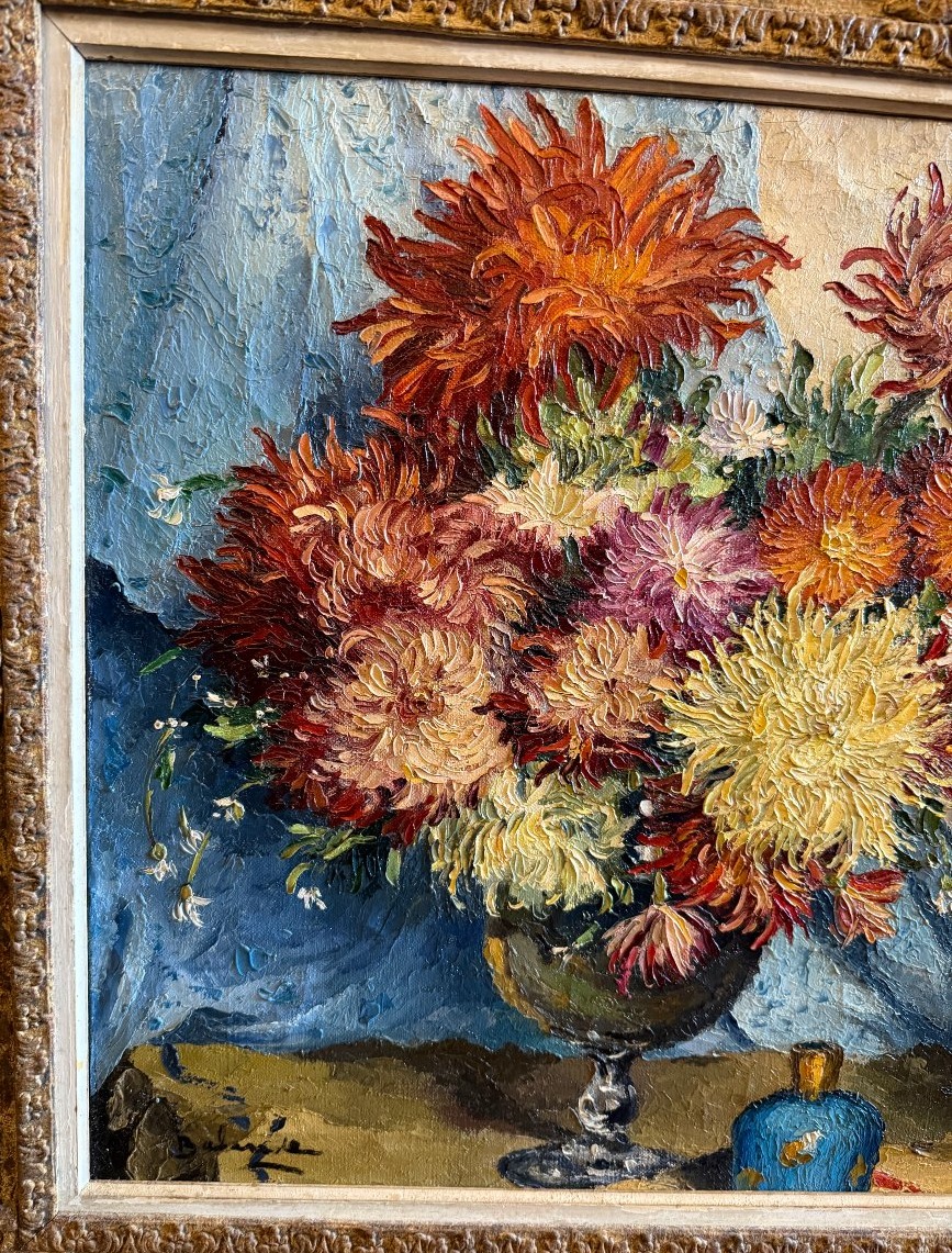 Gaston Balande grande nature morte aux bouquets de fleurs 1961-photo-3
