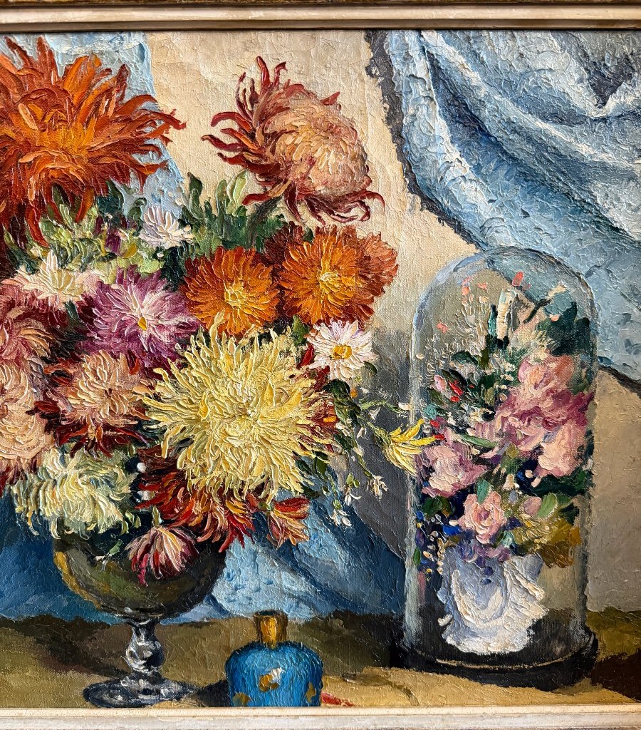 Gaston Balande grande nature morte aux bouquets de fleurs 1961-photo-1