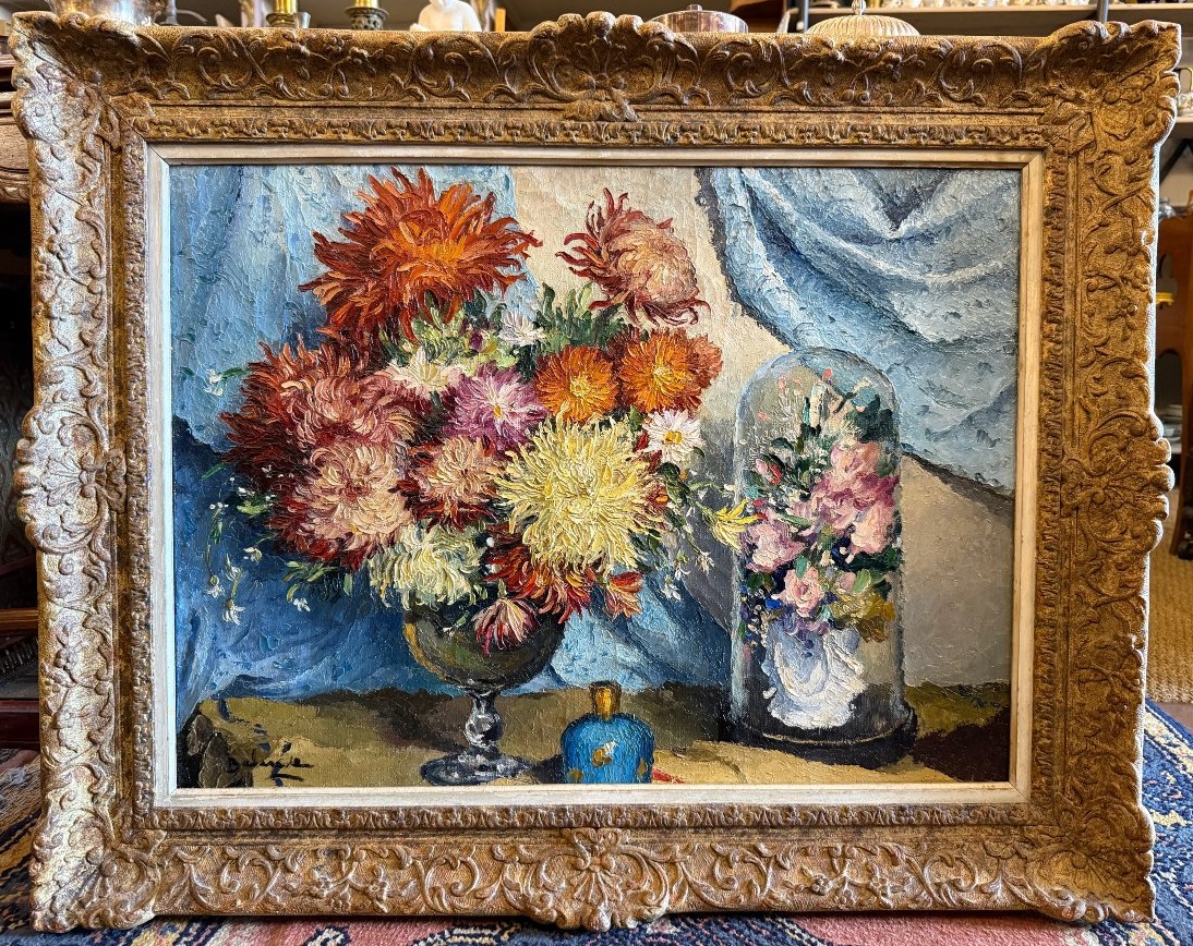 Gaston Balande grande nature morte aux bouquets de fleurs 1961