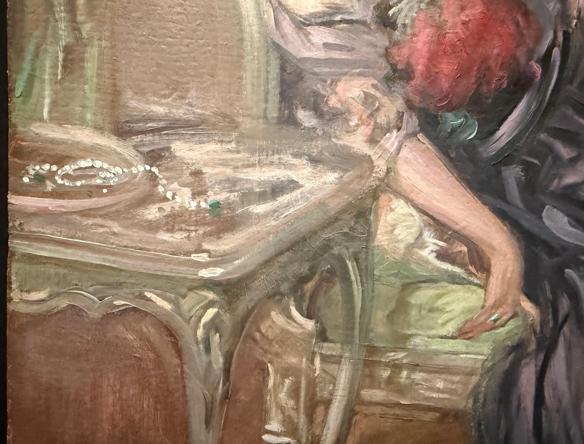 Tableau jeune femme alanguie au sein nu  par le peintre américain Ernest Tower ROSEN vers 1900-photo-6