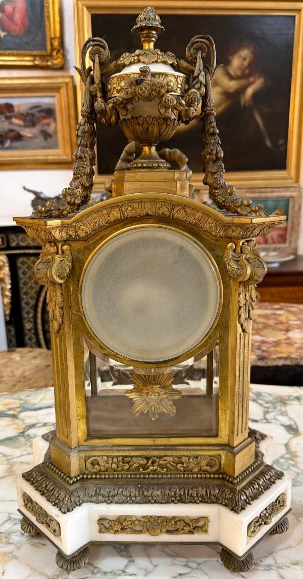 Important Gilded Bronze And Marble Clock Garniture  By Constantin-louis Detouche, Circa 1850-photo-2
